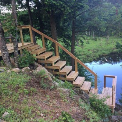 Réalisation DRAINSPEC construction descente d'escalier au lac